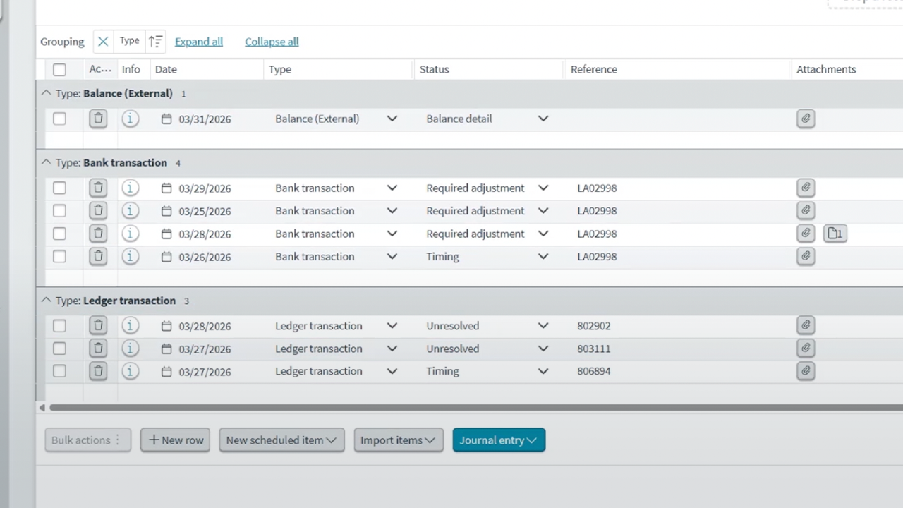 Balance Sheet Reconciliation